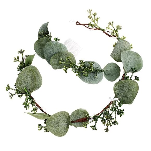 Accessories - Flower Crown Greenery Boho Headband Wedding Hair Prop Floral Wreath